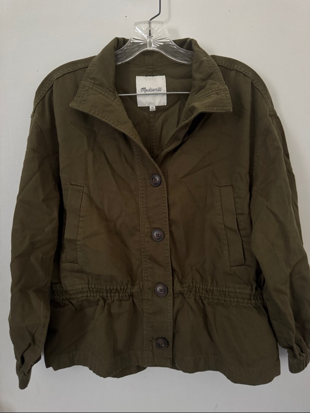 Madewell Olive Green Drawstring-Waist Utility Jacket